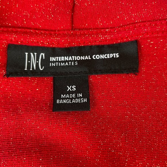 INC Red Sparkle Robe Nightgown Set XS Metallic Holiday Intimates Lounge Sleep - Picture 3 of 16